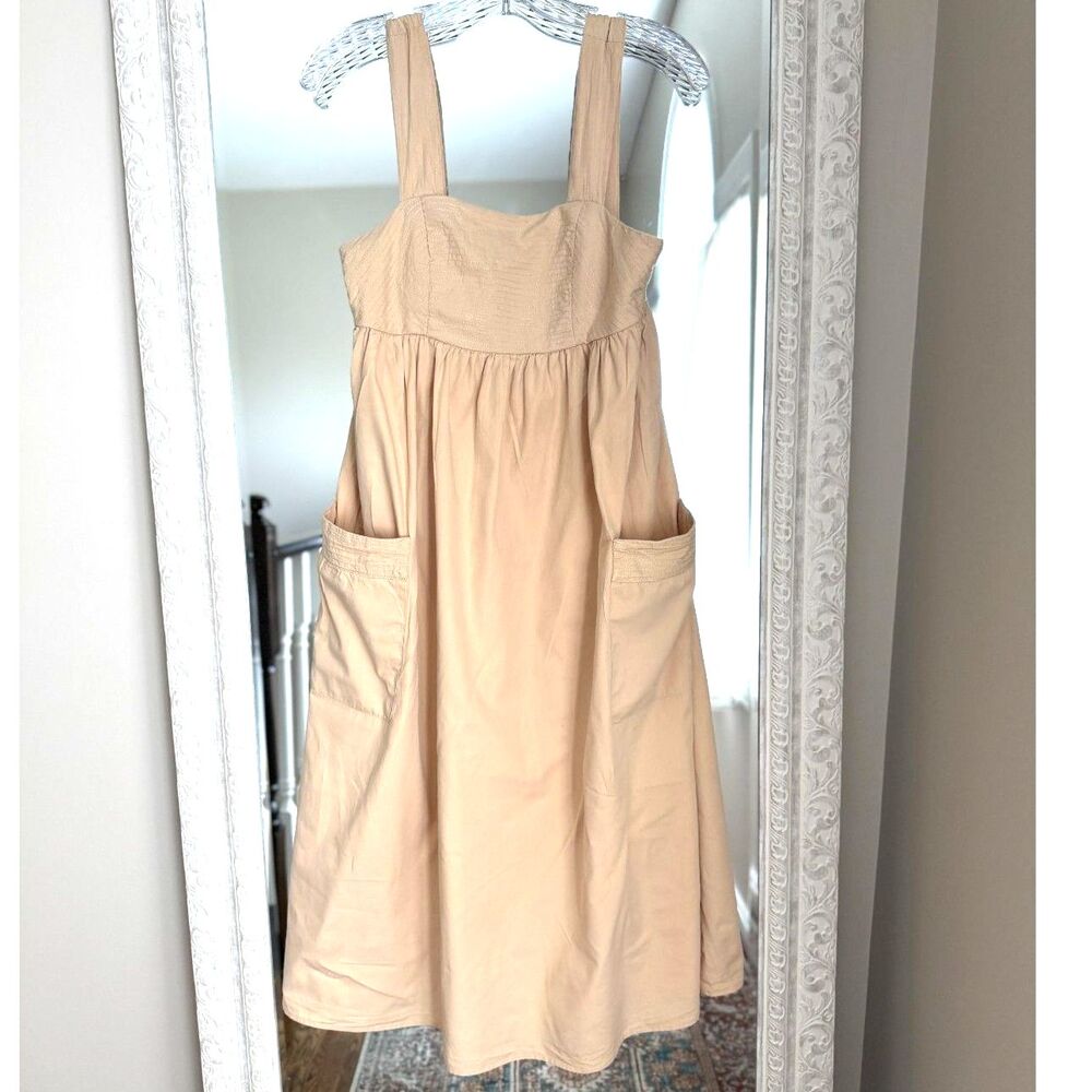 Maurices Beige Farmers Market Dress, Pockets, Cottagecore XS